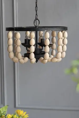4 - Light Wood Chandelier, Hanging Light Fixture with Adjustable Chain for Kitchen Dining Room Foyer Entryway, Bulb Not included 4 - Light Wood Chandelier, Hanging Light Fixture with Adjustable Chain for Kitchen Dining Room Foyer Entryway, Bulb Not included