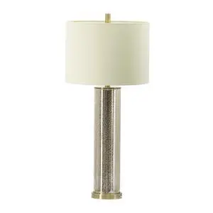 16x16x35" Gold Mirrored Glass Table Lamp with White Fabric Shade 16x16x35" Gold Mirrored Glass Table Lamp with White Fabric Shade