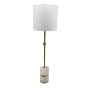 D10x34" Ipori Alabaster and Metal Buffet Lamp D10x34" Ipori Alabaster and Metal Buffet Lamp