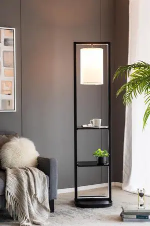 16.5x17x74" Two Tiered Vertical Shelving Stand with Light (Not include Bulb) 16.5x17x74" Two Tiered Vertical Shelving Stand with Light (Not include Bulb)