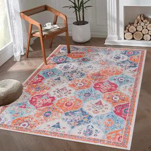 Area Rug 5x8, Washable Rug, Low-Pile, Non-Slip, Non-Shedding, Foldable, Kid & Pet Friendly - Area Rugs for living room, bedroom, kitchen, dining room rug - Perfect Gifts, (Cream, 5' x 8') Area Rug 5x8, Washable Rug, Low-Pile, Non-Slip, Non-Shedding, Foldable, Kid & Pet Friendly - Area Rugs for living room, bedroom, kitchen, dining room rug - Perfect Gifts, (Cream, 5' x 8')