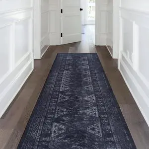 2'6''x10' Runner, Washable Rug, Low-Pile, Non-Slip, Non-Shedding, Foldable, Kid & Pet Friendly - Area Rugs for living room, bedroom, kitchen, dining room rug (Black/Gray, 2'6''x10') 2'6''x10' Runner, Washable Rug, Low-Pile, Non-Slip, Non-Shedding, Foldable, Kid & Pet Friendly - Area Rugs for living room, bedroom, kitchen, dining room rug (Black/Gray, 2'6''x10')