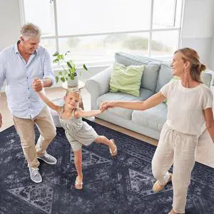 9x12 Area Rug, Washable Rug, Low-Pile, Non-Slip, Non-Shedding, Foldable, Kid & Pet Friendly - Area Rugs for living room, bedroom, kitchen (Black/Gray, 9' x 12') 9x12 Area Rug, Washable Rug, Low-Pile, Non-Slip, Non-Shedding, Foldable, Kid & Pet Friendly - Area Rugs for living room, bedroom, kitchen (Black/Gray, 9' x 12')
