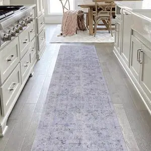 2'6''x10' Runner, Washable Rug, Low-Pile, Non-Slip, Non-Shedding, Foldable, Kid & Pet Friendly - Area Rugs for living room, bedroom, kitchen, dining room rug (Blue/Cream, 2'6''x10') 2'6''x10' Runner, Washable Rug, Low-Pile, Non-Slip, Non-Shedding, Foldable, Kid & Pet Friendly - Area Rugs for living room, bedroom, kitchen, dining room rug (Blue/Cream, 2'6''x10')