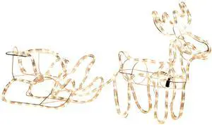 Outsunny 35" Led Reindeer Sleigh Outdoor Christmas Standing Figure Decoration Outsunny 35" Led Reindeer Sleigh Outdoor Christmas Standing Figure Decoration
