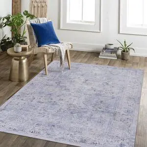 5x8 Area Rugs for Washable Rug, Low-Pile, Non-Slip, Non-Shedding, Foldable, Kid & Pet Friendly - Area Rugs for living room, bedroom, kitchen (Blue/Cream, 5' x 8') 5x8 Area Rugs for Washable Rug, Low-Pile, Non-Slip, Non-Shedding, Foldable, Kid & Pet Friendly - Area Rugs for living room, bedroom, kitchen (Blue/Cream, 5' x 8')
