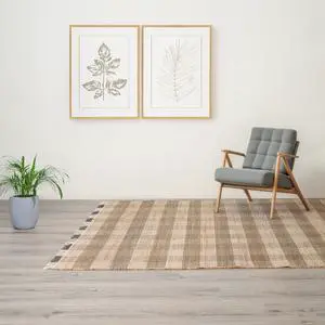 Area Rug, Jute Rug, Durable Gray Plaid Rug, 8X10 ft Area Rug, Jute Rug, Durable Gray Plaid Rug, 8X10 ft