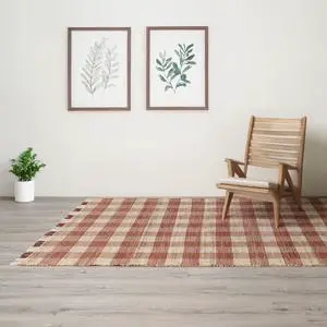 Area Rug, Jute Rug, Durable Dark Brown Plaid Rug, 6X9 ft Area Rug, Jute Rug, Durable Dark Brown Plaid Rug, 6X9 ft