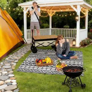 Geometric Style Reversible Outdoor Rug, Waterproof Plastic Straw with Carry Bag Geometric Style Reversible Outdoor Rug, Waterproof Plastic Straw with Carry Bag