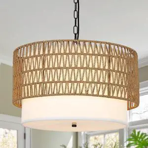 Farmhouse Chandeliers for Dining Room,5-Light Rattan Boho Chandelier Light Fixture with Fabric Shade,Hand Woven Large Rattan Dining Room Light Fixture for Kitchen Bedroom Island Hallway Farmhouse Chandeliers for Dining Room,5-Light Rattan Boho Chandelier Light Fixture with Fabric Shade,Hand Woven Large Rattan Dining Room Light Fixture for Kitchen Bedroom Island Hallway