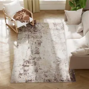 Machine Washable Area Rug 4x6, Non-Slip Modern Abstract Floor Cover Foldable Carpet for Living Room, Bedroom, Dining Room, Mixed-Brown Machine Washable Area Rug 4x6, Non-Slip Modern Abstract Floor Cover Foldable Carpet for Living Room, Bedroom, Dining Room, Mixed-Brown