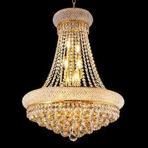 22-inch Gold Crystal Chandelier, 12-Light French Empire Style Ceiling Light with Led Bulbs, 3000K Warm Light, Ideal for Dining Room, Bedroom, and Living Room 22-inch Gold Crystal Chandelier, 12-Light French Empire Style Ceiling Light with Led Bulbs, 3000K Warm Light, Ideal for Dining Room, Bedroom, and Living Room