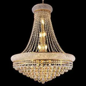 28-inch Gold Crystal Chandelier, 15-Light French Empire Ceiling Light with Led Bulbs, 3000K Warm Light, Perfect for Dining Room, Bedroom, and Living Room 28-inch Gold Crystal Chandelier, 15-Light French Empire Ceiling Light with Led Bulbs, 3000K Warm Light, Perfect for Dining Room, Bedroom, and Living Room