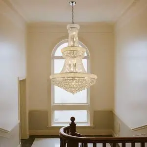 32-inch Silver Crystal Chandelier, 27-Light French Empire Ceiling Light with Led Bulbs, Adjustable 59-inch Chain, 3000K Warm Light, Perfect for Dining Room, Living Room, and Foyer 32-inch Silver Crystal Chandelier, 27-Light French Empire Ceiling Light with Led Bulbs, Adjustable 59-inch Chain, 3000K Warm Light, Perfect for Dining Room, Living Room, and Foyer