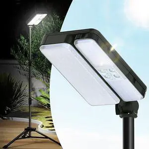 10000Lm Dimmable Rechargeable Work Light, 15000Mah Detachable Camping Work Light 72'' Telescopic with 2 Separate Lights, 2 Charge Ways Type C & Solar Powered 10000Lm Dimmable Rechargeable Work Light, 15000Mah Detachable Camping Work Light 72'' Telescopic with 2 Separate Lights, 2 Charge Ways Type C & Solar Powered
