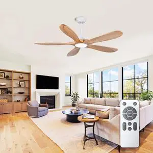 52 inch Ceiling Fans with Lights and Remote Control, Reversible, 5Wood Blades, 6 Speeds, 3Cct Dimmable, Noiseless, indoor/Outdoor Nature Wood Ceiling Fan 52 inch Ceiling Fans with Lights and Remote Control, Reversible, 5Wood Blades, 6 Speeds, 3Cct Dimmable, Noiseless, indoor/Outdoor Nature Wood Ceiling Fan