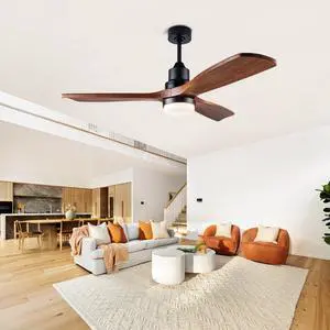 52 inch Ceiling Fan with Lights and Remote Control, Reversible, 3 Wood Blades, 6 Speeds, 3Cct Dimmable, Noiseless, indoor/Outdoor Black Walnut Ceiling Fan for Bedroom Living Room Gazebo Patio 52 inch Ceiling Fan with Lights and Remote Control, Reversible, 3 Wood Blades, 6 Speeds, 3Cct Dimmable, Noiseless, indoor/Outdoor Black Walnut Ceiling Fan for Bedroom Living Room Gazebo Patio