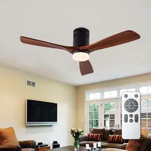 Dimmable 52 inch Wood Ceiling Fans with Lights and Remote Control - Low Profile Outdoor Ceiling Fan 3 Blades Fans for Patios Bedroom Ceiling Fan with Lights for Living Room Porch Dimmable 52 inch Wood Ceiling Fans with Lights and Remote Control - Low Profile Outdoor Ceiling Fan 3 Blades Fans for Patios Bedroom Ceiling Fan with Lights for Living Room Porch