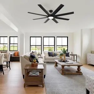 72" Black Ceiling Fan with Light, 8 Solid Wood Blades, 6-Speed Reversible Dc Motor for Bed Room,Dining Room,Living Room. 72" Black Ceiling Fan with Light, 8 Solid Wood Blades, 6-Speed Reversible Dc Motor for Bed Room,Dining Room,Living Room.