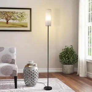 69-inch Black Metal Floor Lamp with Fabric Shade 69-inch Black Metal Floor Lamp with Fabric Shade