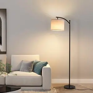 Floor Lamps with 3 Color Temperatures, Black Standing Lamp with Remote and Fabric Shade, Modern-Style Floor Lamp, Farmhouse Tall Lamp for Bedroom, Over Couch Arched Reading Light Floor Lamps with 3 Color Temperatures, Black Standing Lamp with Remote and Fabric Shade, Modern-Style Floor Lamp, Farmhouse Tall Lamp for Bedroom, Over Couch Arched Reading Light