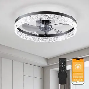 19.7" Ceiling Fans with Lights Remote and App Control, Dimmable 3-Color and 6-Speed Quiet Dc Motor, Black Ceiling Fan for Living Room Bedroom 19.7" Ceiling Fans with Lights Remote and App Control, Dimmable 3-Color and 6-Speed Quiet Dc Motor, Black Ceiling Fan for Living Room Bedroom