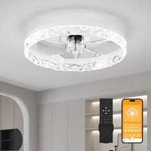 19.7" Ceiling Fans with Lights Remote and App Control, Dimmable 3-Color and 6-Speed Quiet Dc Motor, White Ceiling Fan for Living Room Bedroom 19.7" Ceiling Fans with Lights Remote and App Control, Dimmable 3-Color and 6-Speed Quiet Dc Motor, White Ceiling Fan for Living Room Bedroom