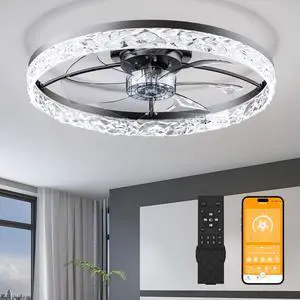 23.6" Ceiling Fans with Lights Remote and App Control, Dimmable 3-Color and 6-Speed Quiet Dc Motor, Black Ceiling Fan for Bedroom Living Room 23.6" Ceiling Fans with Lights Remote and App Control, Dimmable 3-Color and 6-Speed Quiet Dc Motor, Black Ceiling Fan for Bedroom Living Room