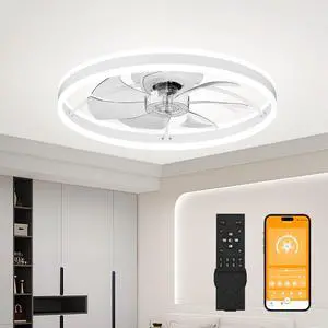 23.6 inch Ceiling Fan with Light, Quiet Dc Motor, Dimmable 3-Color Temperature 3000K-6500K, App & Remote Control, with Timing 23.6 inch Ceiling Fan with Light, Quiet Dc Motor, Dimmable 3-Color Temperature 3000K-6500K, App & Remote Control, with Timing