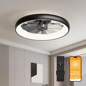 24.4" Large Size Black Ultra-Thin Ceiling Fan with Light, 6-Speed Reversible Fandelier, 3-Color Temp Dimmable, Remote & App Control, Silent Motor, Ideal for Large Rooms Living Areas 24.4" Large Size Black Ultra-Thin Ceiling Fan with Light, 6-Speed Reversible Fandelier, 3-Color Temp Dimmable, Remote & App Control, Silent Motor, Ideal for Large Rooms Living Areas