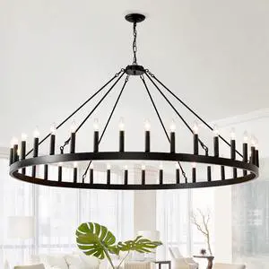 59.1inch 36-Light Extra Large Wagon Wheel Chandelier, Black Farmhouse Round Wheel Chandelier Light Fixtures Wagon Wheel Chandeliers for Porch High Ceilings Dining Room Living Room,Kitchen, Bedroom-E12 59.1inch 36-Light Extra Large Wagon Wheel Chandelier, Black Farmhouse Round Wheel Chandelier Light Fixtures Wagon Wheel Chandeliers for Porch High Ceilings Dining Room Living Room,Kitchen, Bedroom-E12