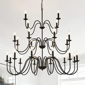 Farmhouse Chandelier, Black Metal Chandeliers Light Fixtures industrial for High Ceiling Living Dining Room Foyer. Adjustable Height-E12 Farmhouse Chandelier, Black Metal Chandeliers Light Fixtures industrial for High Ceiling Living Dining Room Foyer. Adjustable Height-E12