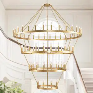 69.3 inch 4 Tiers Wagon Wheel Chandelier Farmhouse 80-Light , Gold Color Metal Chandeliers 4-Story Light Fixtures industrial for High Ceiling Living Dining Room Foyer. Adjustable Height-E12 69.3 inch 4 Tiers Wagon Wheel Chandelier Farmhouse 80-Light , Gold Color Metal Chandeliers 4-Story Light Fixtures industrial for High Ceiling Living Dining Room Foyer. Adjustable Height-E12