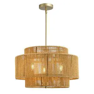 Boho Rattan Chandelier, 3-Light Rustic Modern Ceiling Light Fixture Pendant Lamp for Dining Room, Living Room, Bedroom, Kitchen Island ((E12 Bulbs Not included)) Boho Rattan Chandelier, 3-Light Rustic Modern Ceiling Light Fixture Pendant Lamp for Dining Room, Living Room, Bedroom, Kitchen Island ((E12 Bulbs Not included))