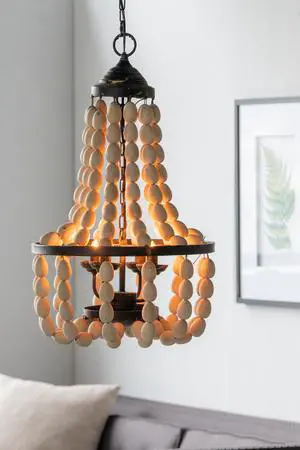 D18.9x33.1" Large Beaded 4-Light Chandelier, Vintage Style Hanging Light Fixture for Kitchen Dining Room Foyer Entryway, Bulb Not included D18.9x33.1" Large Beaded 4-Light Chandelier, Vintage Style Hanging Light Fixture for Kitchen Dining Room Foyer Entryway, Bulb Not included