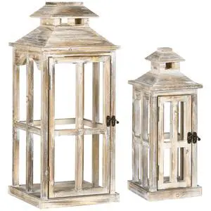 2 Pack 28"/20" Large Rustic Wooden Lantern Decorative, indoor/Outdoor Lantern for Home Décor (No Glass), Natural 2 Pack 28"/20" Large Rustic Wooden Lantern Decorative, indoor/Outdoor Lantern for Home Décor (No Glass), Natural