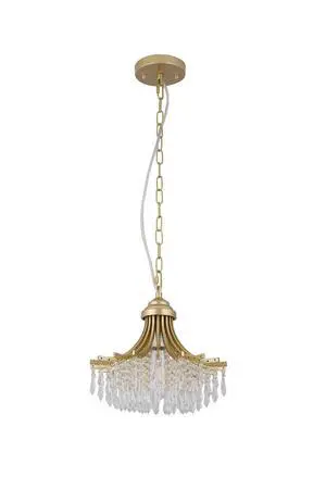11.75" Dia x 10" H Single Bulb Matte Gold Glass Fan Shape Pendant Chandelier 11.75" Dia x 10" H Single Bulb Matte Gold Glass Fan Shape Pendant Chandelier