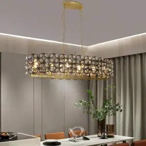 39" Contemporary Crystal and Blackgold Pendant Chandelier Geometric Modern Light Fixture for Dining Room, Kitchen, Or Living Room (Bulb Not included) 39" Contemporary Crystal and Blackgold Pendant Chandelier Geometric Modern Light Fixture for Dining Room, Kitchen, Or Living Room (Bulb Not included)