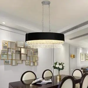 39" Modern Crystal Chandelier with Black Imitation Velvet Anti-Glare Shade, Adjustable Height, 8-Light G9 Base for Dining Room, Living Room, Or Bedroom (Bulb Not included) 39" Modern Crystal Chandelier with Black Imitation Velvet Anti-Glare Shade, Adjustable Height, 8-Light G9 Base for Dining Room, Living Room, Or Bedroom (Bulb Not included)