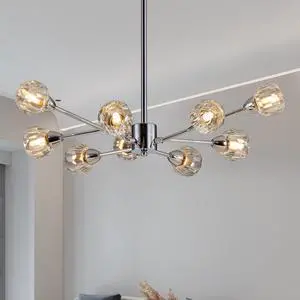 28" Modern Crystal Chandeliers, 9 Lights Chrome Chandelier for Living Room Bedroom, Dining Room Chandelier Over Table, Kitchen Light Fixtures (Bulbs Not included) 28" Modern Crystal Chandeliers, 9 Lights Chrome Chandelier for Living Room Bedroom, Dining Room Chandelier Over Table, Kitchen Light Fixtures (Bulbs Not included)