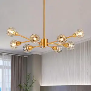 28" Modern Crystal Chandeliers, 9 Lights Golden Chandelier for Living Room Bedroom, Dining Room Chandelier Over Table, Kitchen Light Fixtures (Bulbs Not included) 28" Modern Crystal Chandeliers, 9 Lights Golden Chandelier for Living Room Bedroom, Dining Room Chandelier Over Table, Kitchen Light Fixtures (Bulbs Not included)