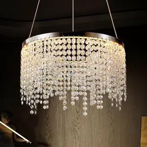 16-inch Luxury Crystal Led Chandelier - Adjustable Height and Color Temperature (3000K-6000K) - Modern Chandelier for Living Room, Dining Room and Bedroom 16-inch Luxury Crystal Led Chandelier - Adjustable Height and Color Temperature (3000K-6000K) - Modern Chandelier for Living Room, Dining Room and Bedroom
