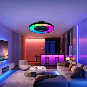23-inch Black Ceiling Fan Light with Led Rgb Dimmable & Color-Changing, App & Remote Control, Modern Smart Ceiling Fan for Living Room, Bedroom, and Dining Room (Silent/6-Speed/Reversible/Dc Motor) 23-inch Black Ceiling Fan Light with Led Rgb Dimmable & Color-Changing, App & Remote Control, Modern Smart Ceiling Fan for Living Room, Bedroom, and Dining Room (Silent/6-Speed/Reversible/Dc Motor)