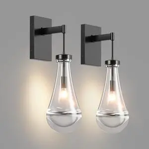 Wall Sconces Set Of Two, Black Dimmable Raindrop Wall Lighting, Modern Bathroom Sconces Wall Lamps Vanity Lighting for Living Room, Wall Lights for Bedroom, Hallway Wall Sconces Set Of Two, Black Dimmable Raindrop Wall Lighting, Modern Bathroom Sconces Wall Lamps Vanity Lighting for Living Room, Wall Lights for Bedroom, Hallway