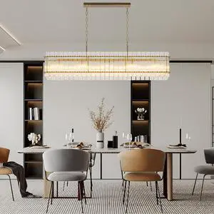 Modern Rectangular Crystal Glass Chandelier, 10-Lights Glod Chandelier Lighting Contemporary Pendant Ceiling Light Fixture for Dining Room Living Room Kitchen Island Modern Rectangular Crystal Glass Chandelier, 10-Lights Glod Chandelier Lighting Contemporary Pendant Ceiling Light Fixture for Dining Room Living Room Kitchen Island