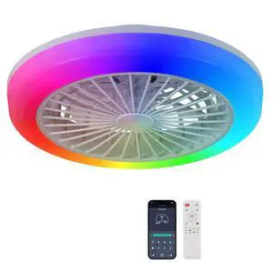 18 inch Ceiling Fan with Rgb Light Remote, Smart Led Ceiling Fans with Remote/App Control, Modern Low Profile Dimmable Light Ceiling Fan for Bedroom Living Room White 18 inch Ceiling Fan with Rgb Light Remote, Smart Led Ceiling Fans with Remote/App Control, Modern Low Profile Dimmable Light Ceiling Fan for Bedroom Living Room White