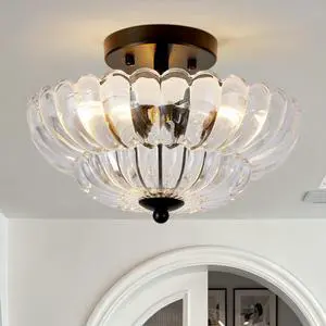 Semi Flush Mount Ceiling Light, Smoky Gray Glass Ceiling Light Fixture, 3-Bulb Modern Black Close to Ceiling Light, Vintage Glass Ceiling Lights for Bedroom Kitchen Living Room, Bulb Not included Semi Flush Mount Ceiling Light, Smoky Gray Glass Ceiling Light Fixture, 3-Bulb Modern Black Close to Ceiling Light, Vintage Glass Ceiling Lights for Bedroom Kitchen Living Room, Bulb Not included