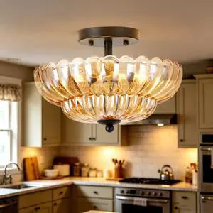 Semi Flush Mount Ceiling Light, Amber Glass Ceiling Light Fixture, 3-Bulb Modern Black Close to Ceiling Light, Vintage Glass Ceiling Lights for Bedroom Kitchen Living Room, Bulb Not included Semi Flush Mount Ceiling Light, Amber Glass Ceiling Light Fixture, 3-Bulb Modern Black Close to Ceiling Light, Vintage Glass Ceiling Lights for Bedroom Kitchen Living Room, Bulb Not included