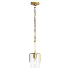 Farmhouse Gold Pendant Light, 1-Light Clear Glass Kitchen Island Light for Dining Table, Adjustable Modern Hanging Ceiling Fixture for Entryway, Hallway, Bedroom Farmhouse Gold Pendant Light, 1-Light Clear Glass Kitchen Island Light for Dining Table, Adjustable Modern Hanging Ceiling Fixture for Entryway, Hallway, Bedroom