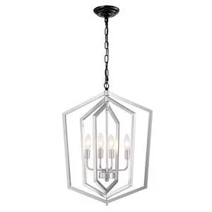 4-Light Farmhouse Chandeliers, Matte Black and Sliver + Matte Black Vintage Cage Light Fixture ,Adjustable Height Chandeliers for Dining Room, Bedroom, Living Room, Confere (E12 Bulbs Not included) 4-Light Farmhouse Chandeliers, Matte Black and Sliver + Matte Black Vintage Cage Light Fixture ,Adjustable Height Chandeliers for Dining Room, Bedroom, Living Room, Confere (E12 Bulbs Not included)